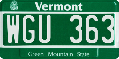 VT license plate WGU363