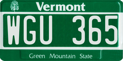 VT license plate WGU365