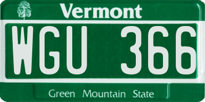 VT license plate WGU366