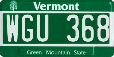 VT license plate WGU368