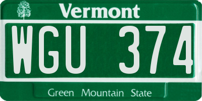 VT license plate WGU374