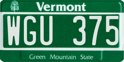 VT license plate WGU375
