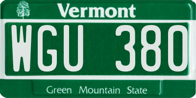 VT license plate WGU380