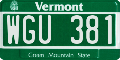 VT license plate WGU381