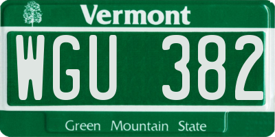 VT license plate WGU382