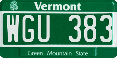 VT license plate WGU383