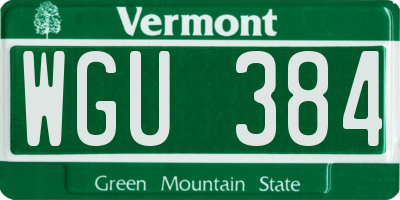VT license plate WGU384