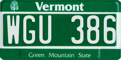 VT license plate WGU386