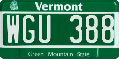 VT license plate WGU388
