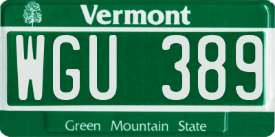 VT license plate WGU389