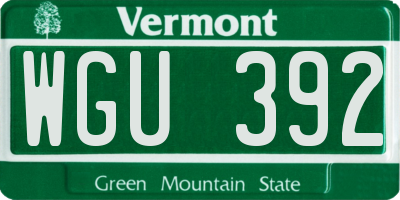 VT license plate WGU392