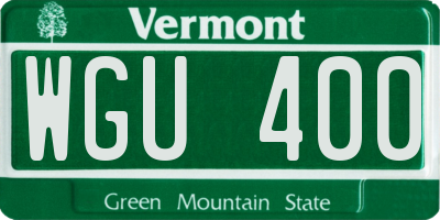 VT license plate WGU400