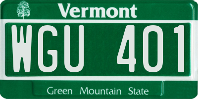 VT license plate WGU401