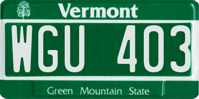 VT license plate WGU403