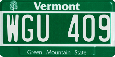 VT license plate WGU409