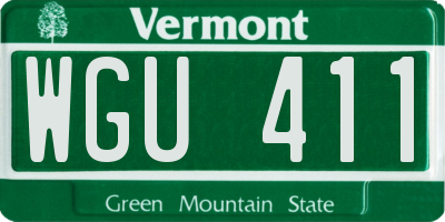 VT license plate WGU411