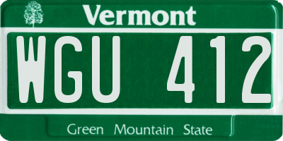 VT license plate WGU412