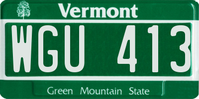 VT license plate WGU413