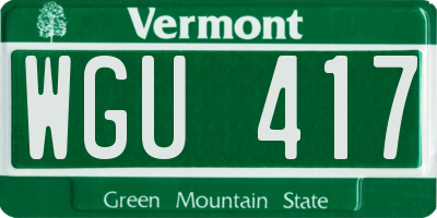 VT license plate WGU417