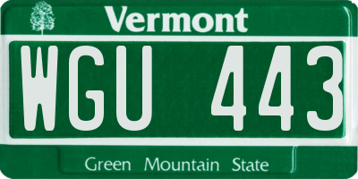 VT license plate WGU443