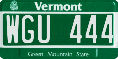 VT license plate WGU444