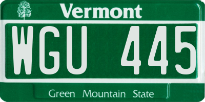 VT license plate WGU445