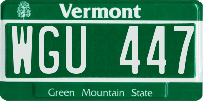 VT license plate WGU447