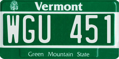 VT license plate WGU451