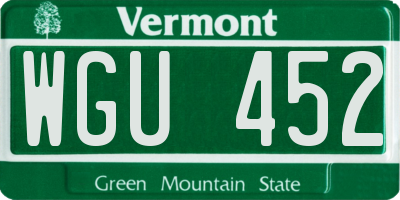 VT license plate WGU452