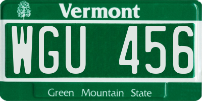 VT license plate WGU456
