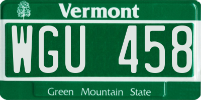 VT license plate WGU458