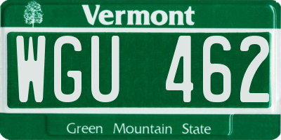 VT license plate WGU462