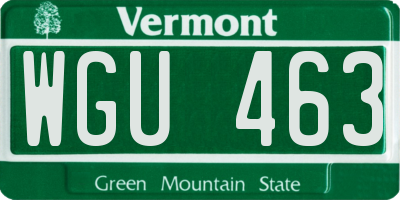 VT license plate WGU463