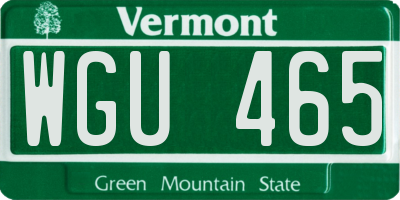 VT license plate WGU465