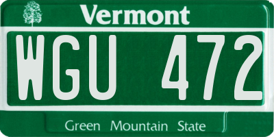 VT license plate WGU472