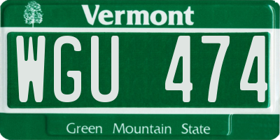VT license plate WGU474
