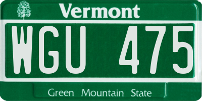 VT license plate WGU475