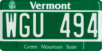 VT license plate WGU494