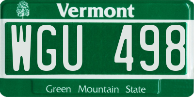 VT license plate WGU498