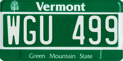 VT license plate WGU499