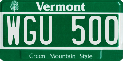 VT license plate WGU500