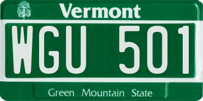 VT license plate WGU501