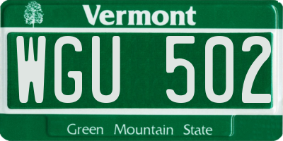 VT license plate WGU502