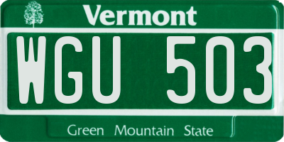 VT license plate WGU503