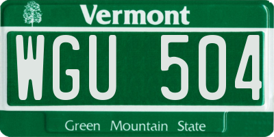VT license plate WGU504