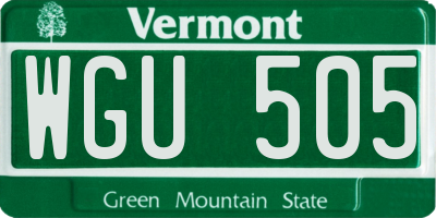 VT license plate WGU505