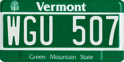 VT license plate WGU507