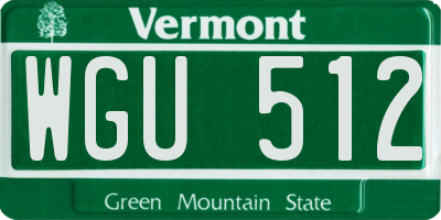 VT license plate WGU512