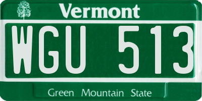 VT license plate WGU513