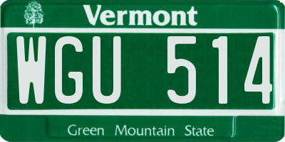 VT license plate WGU514